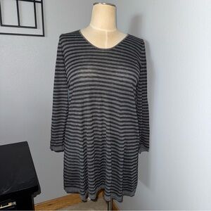 Eileen Fisher Gray and Black Striped Top
